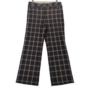 Loft Dress Pants Women's Size 10 Black Gray Plaid Straight Leg Marisa Trouser